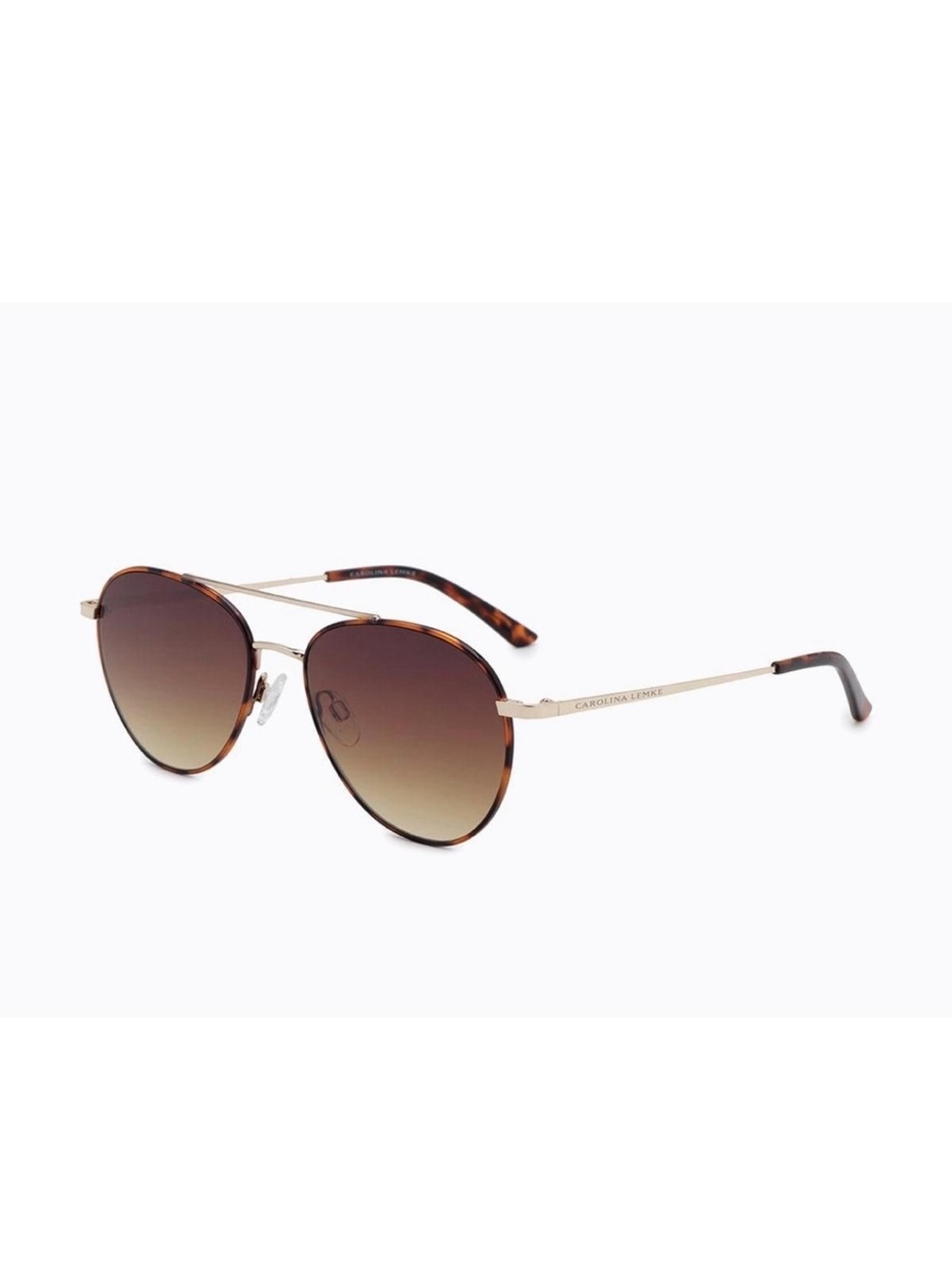 Carolina Lemke Women's Tortoiseshell and Gold Aviator Sunglasses CL1725-10